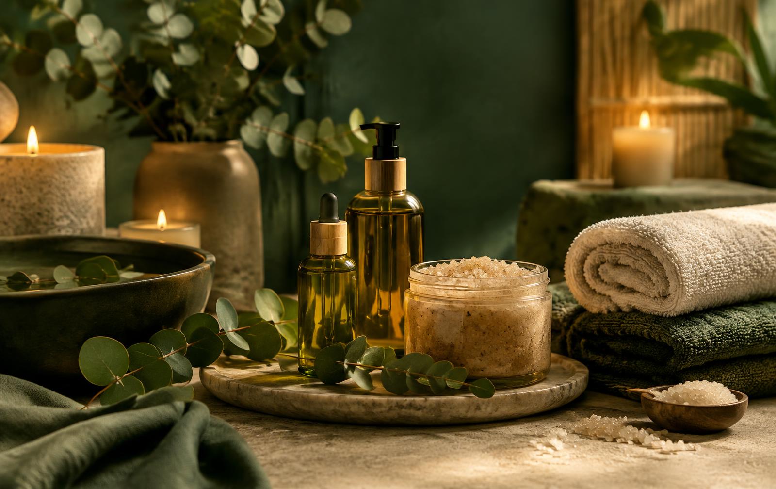 Private label massageolie en body scrub met eigen merk in een wellnesscentrum of spa